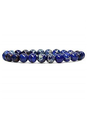 Blue Jasper Beaded Bracelet Stretch Crystal Gemstone Bracelet Unisex